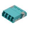 Fiber Coupler, LC/LC SlimLine Quad, Translucent Internal Shutter, Side Spring, High Density Reduced Height, No Flange, Aqua的图片