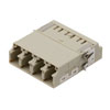 Fiber Coupler, LC/LC SlimLine Quad, White Internal Shutter, Side Spring, High Density Reduced Height, No Flange, Beige的图片