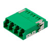 Fiber Coupler, LC/LC SlimLine Quad, White Internal Shutter, Side Spring, High Density Reduced Height, No Flange, Green的图片