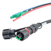 Fiber optic, IP68 Hybrid LC/APC (2x 12AWG pin contacts) to 2x LC/APC, single mode, 10.5mm LSZH, 1 meter breakout cable assembly的图片