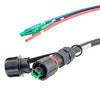 Fiber optic, IP68 Hybrid LC/APC (2x 12AWG pin contacts) to 2x LC/APC, single mode, 10.5mm LSZH, 5 meter breakout cable assembly的图片