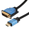 HDMI 2.0 to DVI, M/M, Blue Aluminim Shell with black nylon braid cable, 1080P @ 60 Hz, 3FT的图片