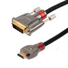 HDMI 2.0 to DVI, M/M, Silver Zinc Alloy Shell with Gold Plated Connector, black nylon braid cable, 1080P @ 60 Hz, 10FT的图片