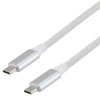 USB 3.1 Type C Cable Assembly, Male-to-Male, 10Gbps, 100W, 5A, 20V, Thunderbolt 3 Compatible, White, Nylon Braid, 2M的图片