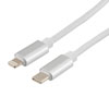 USB 2.0 Cable Assembly, USB 2.0 Type C Male to Lightning Compatible Male, Nylon Braid, White, 3M的图片