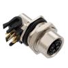 M12 Shielded Panel Mount Connector, IP67 8 Position X-code Female Receptacle, Right Angle PCB Solder, M16 Front Mounting Style的图片