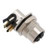 M12 Shielded Panel Mount Connector, IP67 8 Position X-code Female Receptacle, Right Angle PCB Solder, PG9 Front Mounting Style的图片