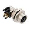M12 Shielded Panel Mount Connector, IP67 8 Position X-code Female Receptacle, Right Angle PCB Solder, PG9 Rear Mounting Style的图片