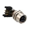 M12 Shielded Panel Mount Connector, IP67 8 Position X-code Female Receptacle, Right Angle PCB Solder, M12 Rear Mounting Style的图片