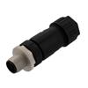 M12 AC Power 4 Pin S-Code Male Field Termination Connector, IP67, Fits 16-20AWG and 8-10mm Cable, 630V, 12A, Screw-In, Black的图片