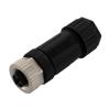 M12 DC Power 4 Pin T-Code Female Field Termination Connector, IP67, Fits 16-20AWG and 8-10mm Cable, 63V, 12A, Screw-In Style, Black的图片