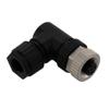 M12 Sensor 5 Pin B-Code Right Angle Female Field Termination Connector, IP67, Fits 24-26AWG and 4-7mm Cable, 60V, 4A, Solder Style, Black的图片