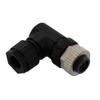M12 Sensor 5 Pin B-Code Right Angle Female Field Termination Connector, IP67, Fits 18-26AWG and 4-7mm Cable, 60V, 4A, Screw-In Style, Black的图片