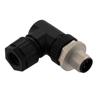 M12 Sensor 5 Pin B-Code Right Angle Male Field Termination Connector, IP67, Fits 18-26AWG and 4-7mm Cable, 60V, 4A, Screw-In Style, Black的图片