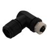 M12 DC Power 5 Pin L-Code Right Angle Female Field Termination Connector, IP67, Fits 14-16AWG and 8-14mm Cable, 63V, 16A, Screw-In, Black的图片