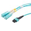 MPO PC w/o Pins to 4xSN (8 strand) UPC Cable Assembly, Multimode OM3, Plenum Rated, 5 Meter的图片