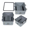 12x10x06 Polycarbonate Weatherproof Outdoor IP66 NEMA 4X Enclosure, DIN Rail Mount, Clear Lid, Dark Gray的图片