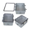 12x10x06 Polycarbonate Weatherproof Outdoor IP66 NEMA 4X Enclosure, Modified Base, Drilled Mount Clear Lid, Dark Gray的图片