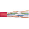 Cat 6以太网散装电缆，非屏蔽UTP, 4对26AWG绞合导体，UL的CM阻燃要求，PVC外被，红色，1000英尺的图片