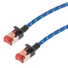 超六类以太网线，U/UTP 非屏蔽结构，32AWG 超细导体，室内纤细网线，尼龙编织包覆护套，蓝色，7英尺的图片