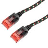 超六类以太网线，U/UTP 非屏蔽结构，34AWG 超细导体，室内扁平细线，尼龙编织包覆外护套，黑色，3 英尺的图片