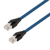 7类 10G级以太网线缆组件，各对双绞线单独屏蔽层（S/FTP）之外另设总的编织屏蔽层，RJ45公头/插头，26AWG多股导线，PVC护套，蓝色，1米的图片