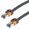 八类万兆网线（40Gbps），S/FTP 屏蔽双绞结构，24AWG 导体，双色注塑接头，室内使用，低烟无卤护套，黑色，2英尺的图片