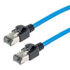 八类 40G 以太网线，S/FTP 屏蔽双绞线，28AWG 导体，纤细线身搭配短体接头，室内使用，低烟无卤护套，蓝色，5英尺的图片