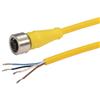 Brad® Ultra-Lock® M12线缆，4针，A编码，IP69K级，母头/预剥线，22AWG，PVC，黄，2米的图片