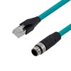 超5类M12 4针D编码SF/UTP工业级高柔PUR线缆，M12公头/RJ45，0.5米的图片