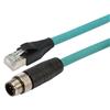超5类M12 4针D编码SF/UTP工业级高柔PUR线缆，M12公头/RJ45，3米的图片