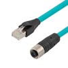超5类M12 4针D编码SF/UTP工业级高柔PUR线缆，M12母头/RJ45，0.5米的图片