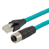 超5类M12 4针D编码SF/UTP工业级高柔PUR线缆，M12母头/RJ45，15米的图片