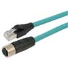超5类M12 4针D编码SF/UTP工业级高柔PUR线缆，M12母头/RJ45，1米的图片