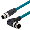 Category 5e M12 4 Position D code Double Shielded  Industrial Cable, Right Angle M12 M / M12 M, 2.0m的图片