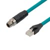 超6类M12 8针X编码SF/UTP工业级高柔PUR线缆，M12公头/RJ45，0.5米的图片