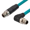 超6类M12 8针X编码SF/UTP工业级高柔PUR线缆，90°直角型M12公头/M12公头，15米的图片
