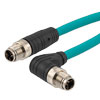 超6类M12 8针X编码SF/UTP工业级高柔PUR线缆，90°直角型M12公头/M12公头，1米的图片