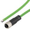 IP67防水等级M12 5 针A编码传感器执行器信号线缆，屏蔽型，工业拖链等级PUR 护套，22AWG，母头转散线（开放式），绿色，2米的图片