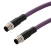 IP68防护等级M12 4针B编码公头到公头， 工业拖链等级， 聚氨酯PUR护套，23AWG，紫色，5米的图片