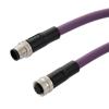 IP68防护等级M12 4针B编码公头到母头， 工业拖链等级， 聚氨酯PUR护套，23AWG，紫色，5米的图片