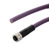 IP68防护等级M12 5针B编码母头到散线， 工业拖链等级， 聚氨酯PUR护套，23AWG，紫色，5米的图片