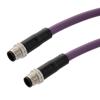 IP68防护等级M12 5针B编码公头对公头， 工业拖链等级， 聚氨酯PUR护套，23AWG，紫色，5米的图片