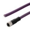 IP68防护等级M12 5针B编码母头到散线， 工业拖链等级， 聚氨酯PUR护套，23AWG，紫色，5米的图片