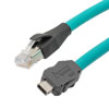 IX工业超6类以太网线缆，IX B型/RJ45 公头，双屏蔽高柔性户外级工业CMX阻燃级TPE护套，青，30厘米的图片