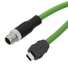 ‌ix工业级超六类以太网线缆组件，ix A公头至M12 X编码公头，26AWG SF/UTP双屏蔽，高柔性拖链级VW-1 FT2 PUR外被，绿色，10英尺的图片