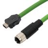 ‌ix工业级超六类以太网线缆组件，ix A公头至M12 X编码母头，26AWG 双屏蔽，高柔性拖链级VW-1 FT2 PUR外被，绿色，10英尺的图片