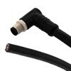 M12 DC Power Cable Assembly, 5 Position L Code, IP68 IP69K, Right Angle Male to Open, 14AWG, 63V, 16A, UL 20233 PU Jacket, Black, 1M的图片
