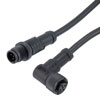 IP68 Waterproof M12 5 Position B-code, Sensor Signal Cable, Light Weight Plastic Nut, 22AWG, PVC, Male To Right Angle Female, Black, 1M的图片