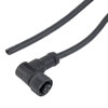 IP68 Waterproof M12 5 Position B-code, Sensor Signal Cable, Light Weight Plastic Nut, 22AWG, PVC, Right Angle Female To Open, Black, 5M的图片
